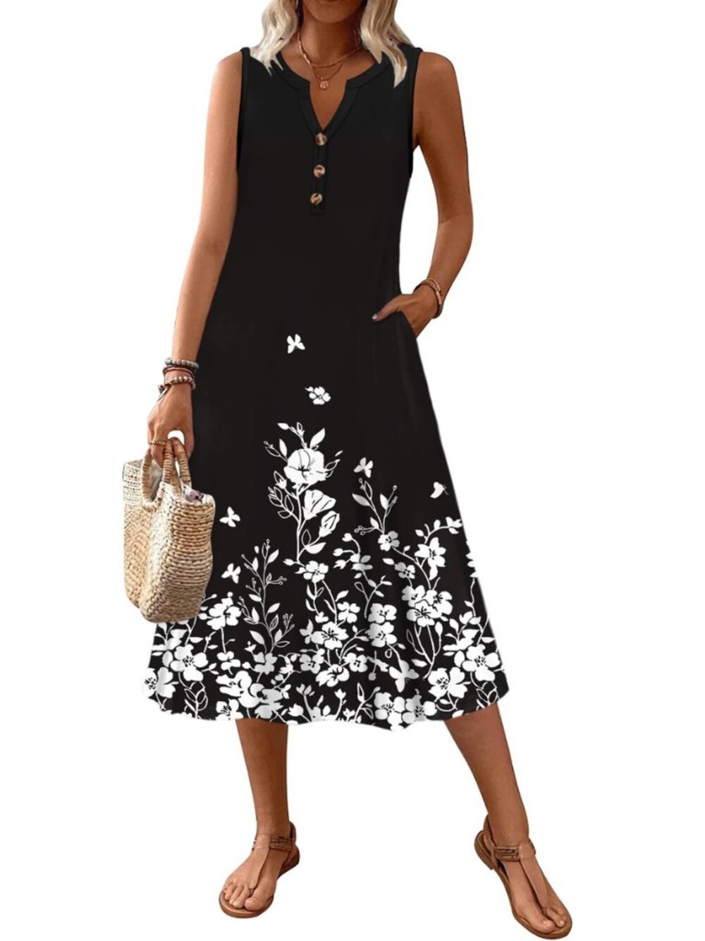 Summer Dress for Women 2026 Sleeveless Tank Midi Dress Vacation Beach Sundress